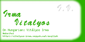 irma vitalyos business card